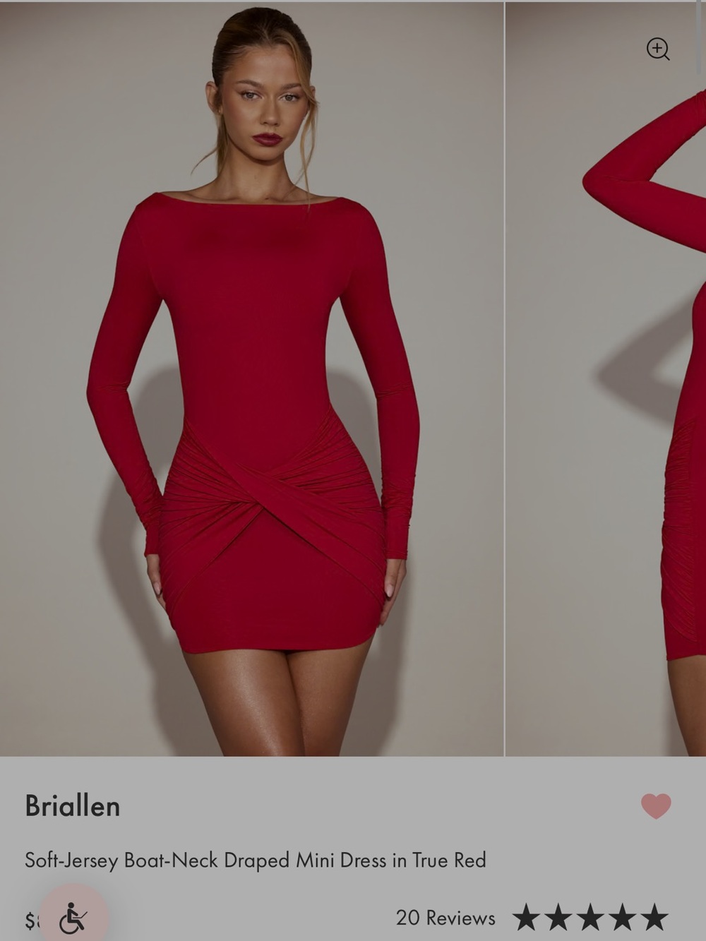 Oh Polly Red Boat-Neck Draped Mini Dress